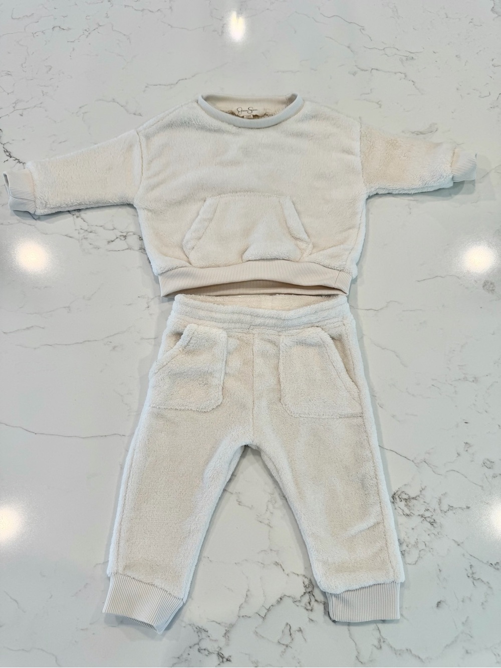 Cozy Cream Sherpa Kids Sweatshirt & Jogger Set